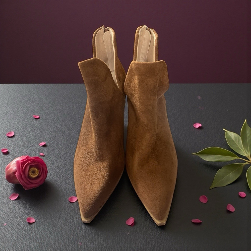 Carcuume Women’s Suede Booties Size 9 Heel Zipper